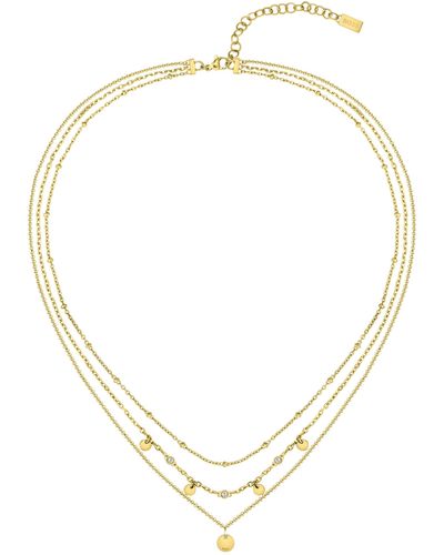 BOSS Mehrreihige Halskette mit Medaillons und Kristallen - Mettallic