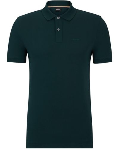 BOSS Regular-Fit Poloshirt aus Baumwolle mit Logo-Stickerei - Grün