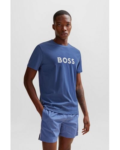 BOSS T-shirt With Large Logo - Blue