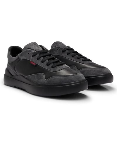 HUGO Cupsole-style Trainers In Leather And Suede - Black