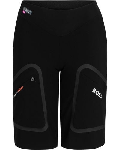 BOSS Wasserabweisende x ASSOS Cargo-Shorts mit reflektierenden Details - Schwarz