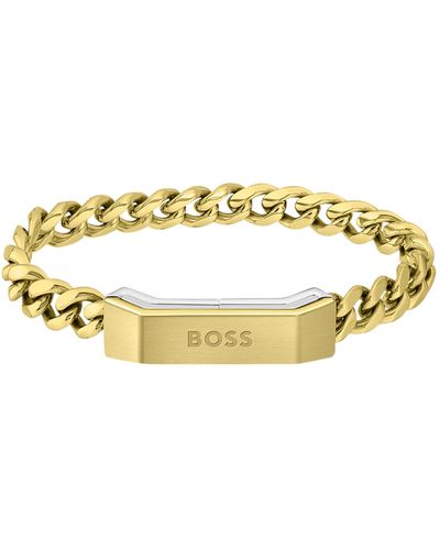 BOSS Bracelet chaîne avec fermoir magnétique logoté: Small - Métallisé
