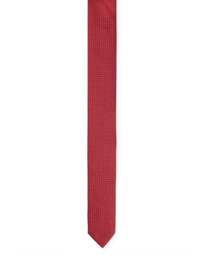 HUGO Corbata de jacquard de seda con estampado moderno - Rojo