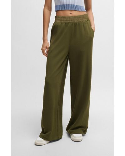 BOSS Wide-leg Trousers In Stretch Fabric - Green