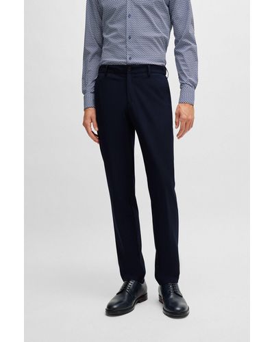 BOSS Slim-fit Trousers In Micro-patterned Performance-stretch Fabric - Blue