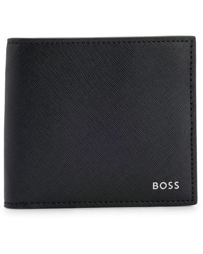 BOSS Gestructureerde Portemonnee Met Kenmerkende Streep En Logodetail - Blauw