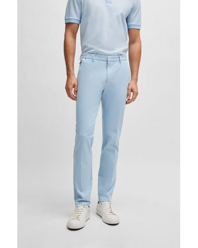 BOSS Slim-fit Pants In Cotton - Blue