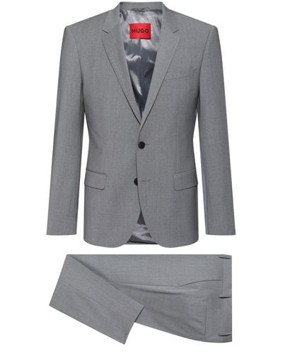 HUGO Slim-fit Suit In Wool-blend Cloth - Grey
