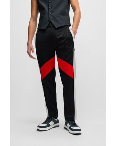 HUGO Relaxed-fit Tracksuit Bottoms With Colour-blocking - Black