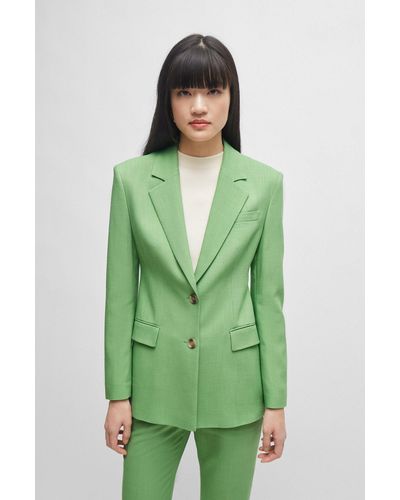 BOSS Single-breasted Jacket In Stretch Fabric - Green