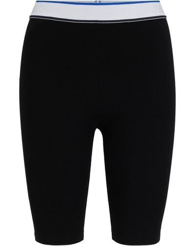 HUGO Biker-Shorts aus elastischem Baumwoll-Jersey mit Logo-Bund - Schwarz