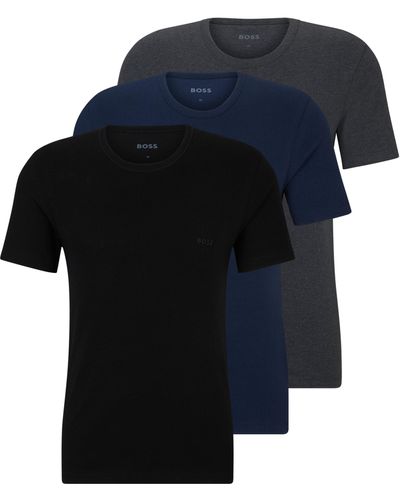 BOSS Set Van Drie T-shirts Van Katoen Met Logostiksel - Blauw