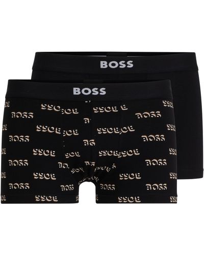 BOSS Lot de deux boxers courts en coton stretch avec taille logotée - Noir