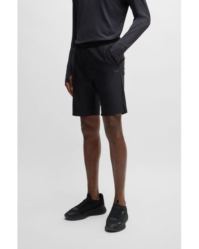 BOSS Quick-dry Shorts With Decorative Reflective Logo - Black