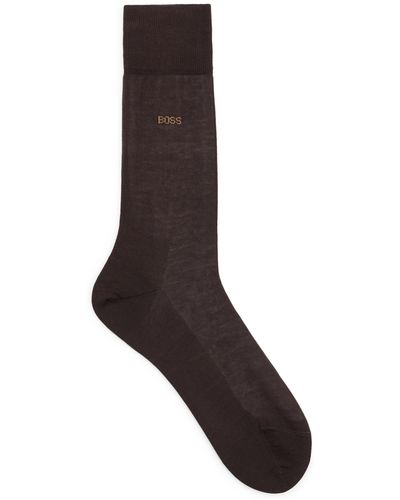 BOSS Mittelhohe Logo-Socken aus ägyptischer Baumwolle mit merzerisiertem Finish - Braun