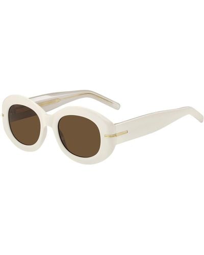 BOSS White-acetate Sunglasses With Signature Gold-tone Detail - Multicolour