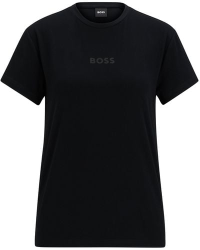 BOSS Pyjama-Shirt aus Stretch-Modal mit Jersey-Struktur und tonalem Logo - Schwarz