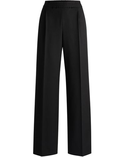 HUGO Relaxed-fit All-gender Trousers With Elasticated Waistband - Black