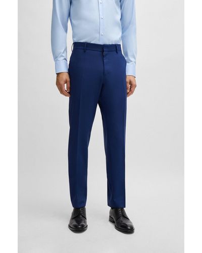BOSS Slim-fit Trousers In Stretch Virgin Wool - Blue
