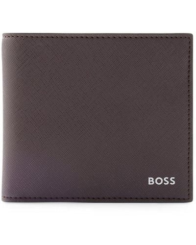 BOSS Structured Wallet With Signature Stripe And Logo Detail - Purple