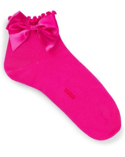 HUGO Kurze Socken aus Baumwoll-Mix mit Schleife - Pink