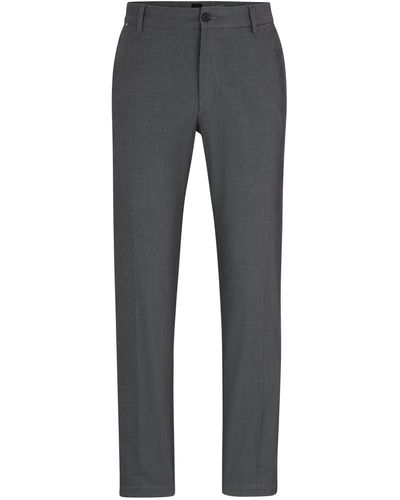 BOSS Regular-Fit Hose aus gemusterter Stretch-Baumwolle - Grau