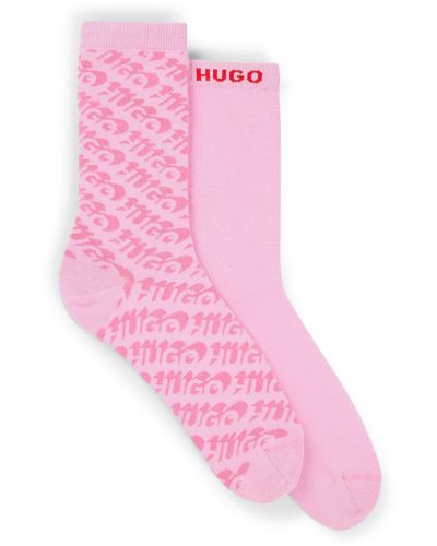 HUGO Set Van Twee Paar Sokken In Standaardlengte Van Een Katoenmix - Roze