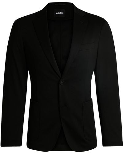 BOSS Slim-fit Jacket In Patterned Performance-stretch Jersey - Black