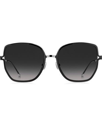 BOSS Schwarze Sonnenbrille mit geteilten Bügeln und Logo-Kette