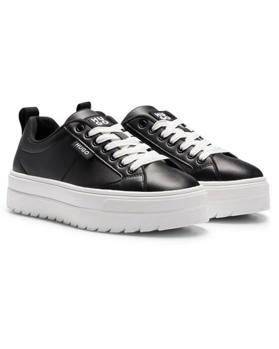 BOSS by HUGO BOSS Platform Trainers With Bonded Leather - Black