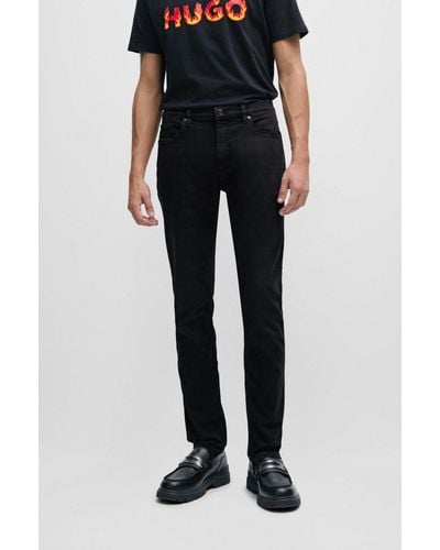 HUGO Extra-slim-fit Jeans In Black Comfort-stretch Denim