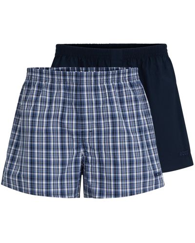 BOSS Pyjama-Shorts aus Baumwoll-Popeline im Zweier-Pack - Blau