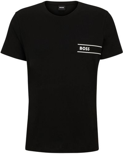 BOSS Organic-cotton Underwear T-shirt With Logo Print - Black