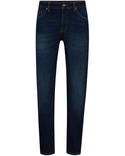 BOSS Tapered-fit Jeans Van Superzacht Italiaans Denim - Blauw