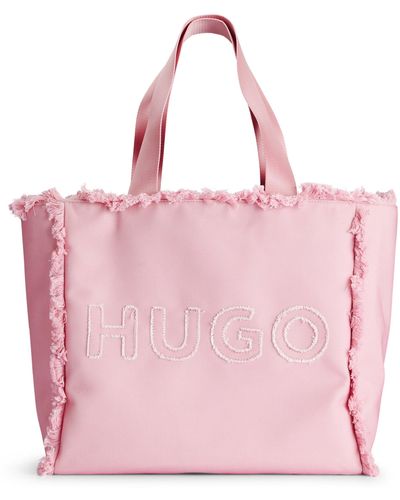 HUGO Tote Bag mit Logo und Fransendetails - Pink