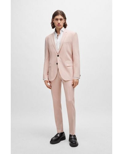HUGO Extra-slim-fit Suit In Performance-stretch Fabric - Pink