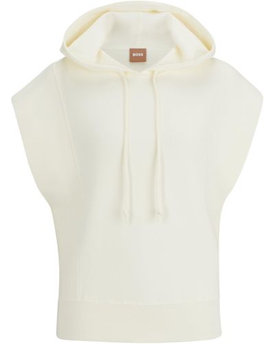 BOSS Mouwloze Relaxed-fit Hoodie Van Stretchmateriaal - Wit