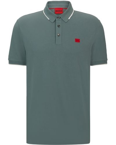 HUGO Slim-Fit Poloshirt aus Baumwoll-Piqué mit Logo-Label - Grün