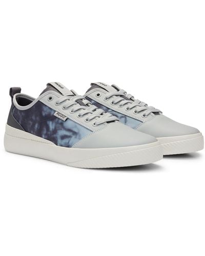 HUGO Vulcanised Sneakers With Seasonal Print And Rubber Outsole - White