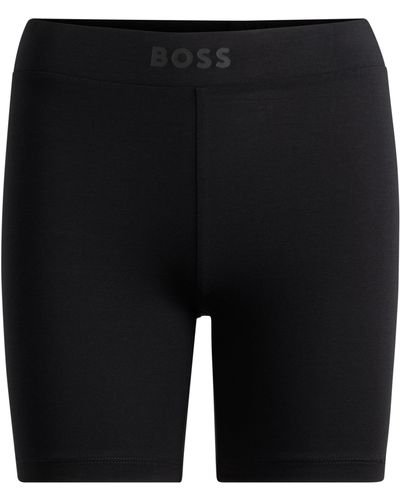 BOSS Skinny-fit Pyjamashorts Met Logotailleband - Zwart