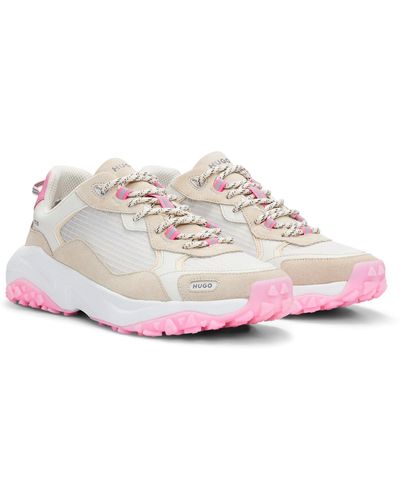 HUGO Mixed-material Trainers With Contrast Details - Pink