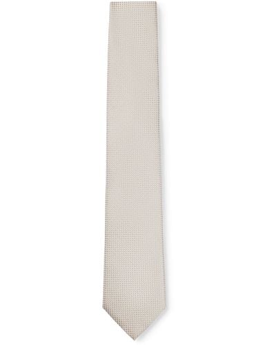 BOSS Krawatte aus Seiden-Mix mit durchgehendem Jacquard-Muster - Weiß
