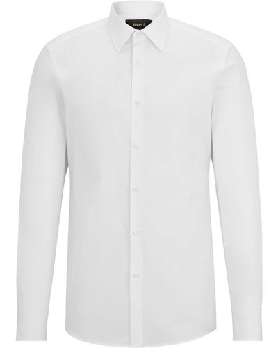 BOSS by HUGO BOSS Slim-Fit Hemd aus italienischer Baumwoll-Popeline - Weiß