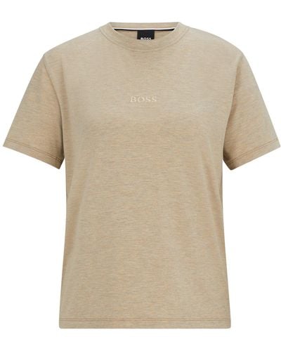 BOSS Regular-fit T-shirt In Stretch Jersey With Embroidered Logo - Natural