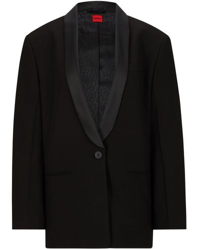 HUGO Oversized Blazer mit Schalkragen - Schwarz