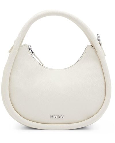 HUGO Faux-leather Crossbody Bag With Logo Lettering - White