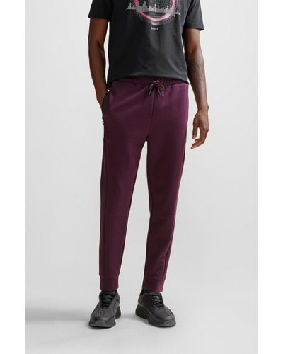 BOSS Pantaloni della tuta in misto cotone con logo stampato HD - Viola