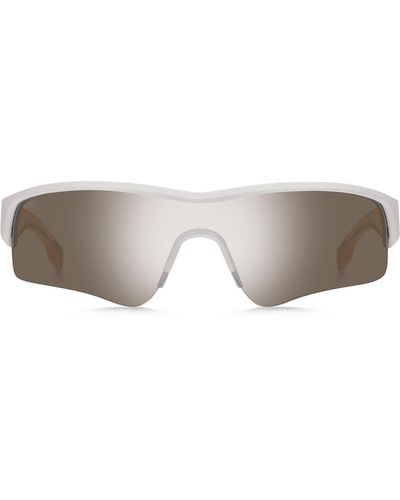 BOSS Sonnenbrille im Masken-Stil mit kontrastfarbenen Gläsern - Weiß