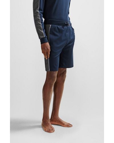 BOSS Cotton-blend Shorts With Embroidered Logo - Blue