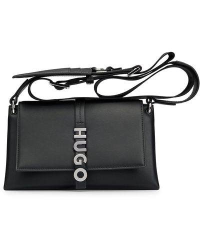 HUGO Faux-leather Crossbody Bag With Detachable Card Holder - Black